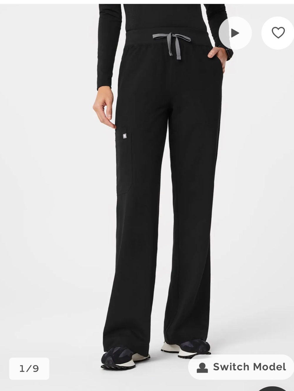 Figs Black Isabel High-Rise wide-Leg scrub pants petite